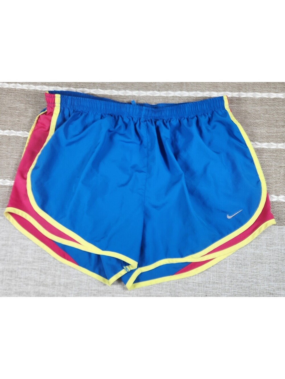NIKE Women's Shorts Dri-fit Running Active Athletic Blue Pink Yellow Size L